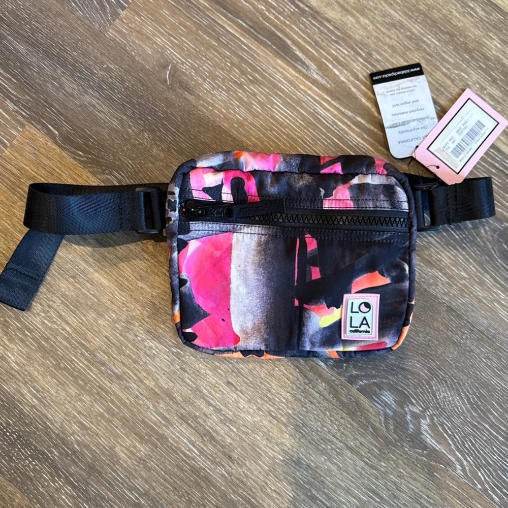 lola Floral Waist Pack in Pink, Black & Orange